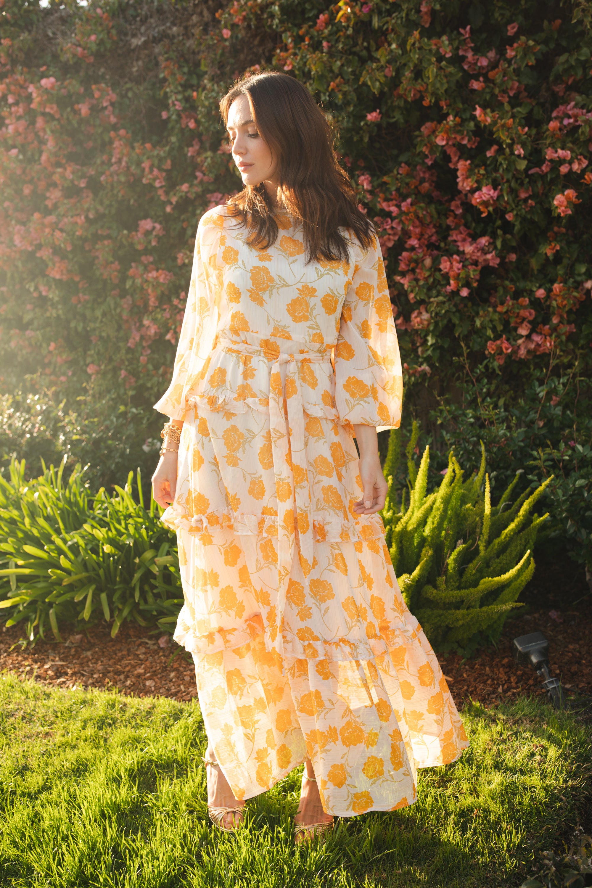 Off White and Yellow Floral Dress with Lace Detail – Yo Baby India