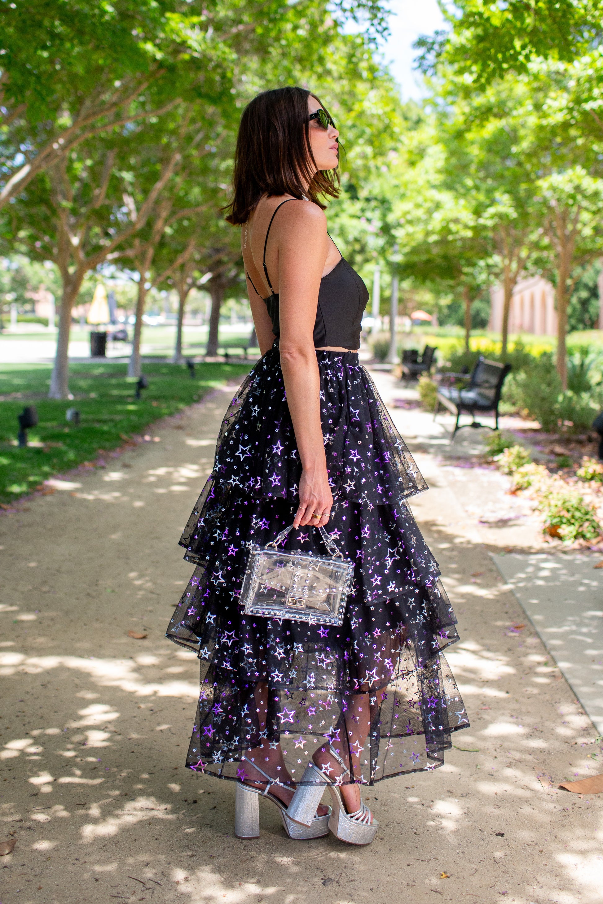 Ruffle Maxi Skirt Star Ruffle Skirt Black Star Ruffle Maxi Skirt