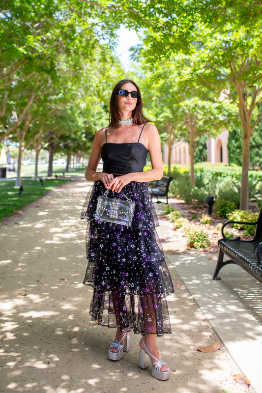 Amethyst Stars Tiered Maxi Skirt