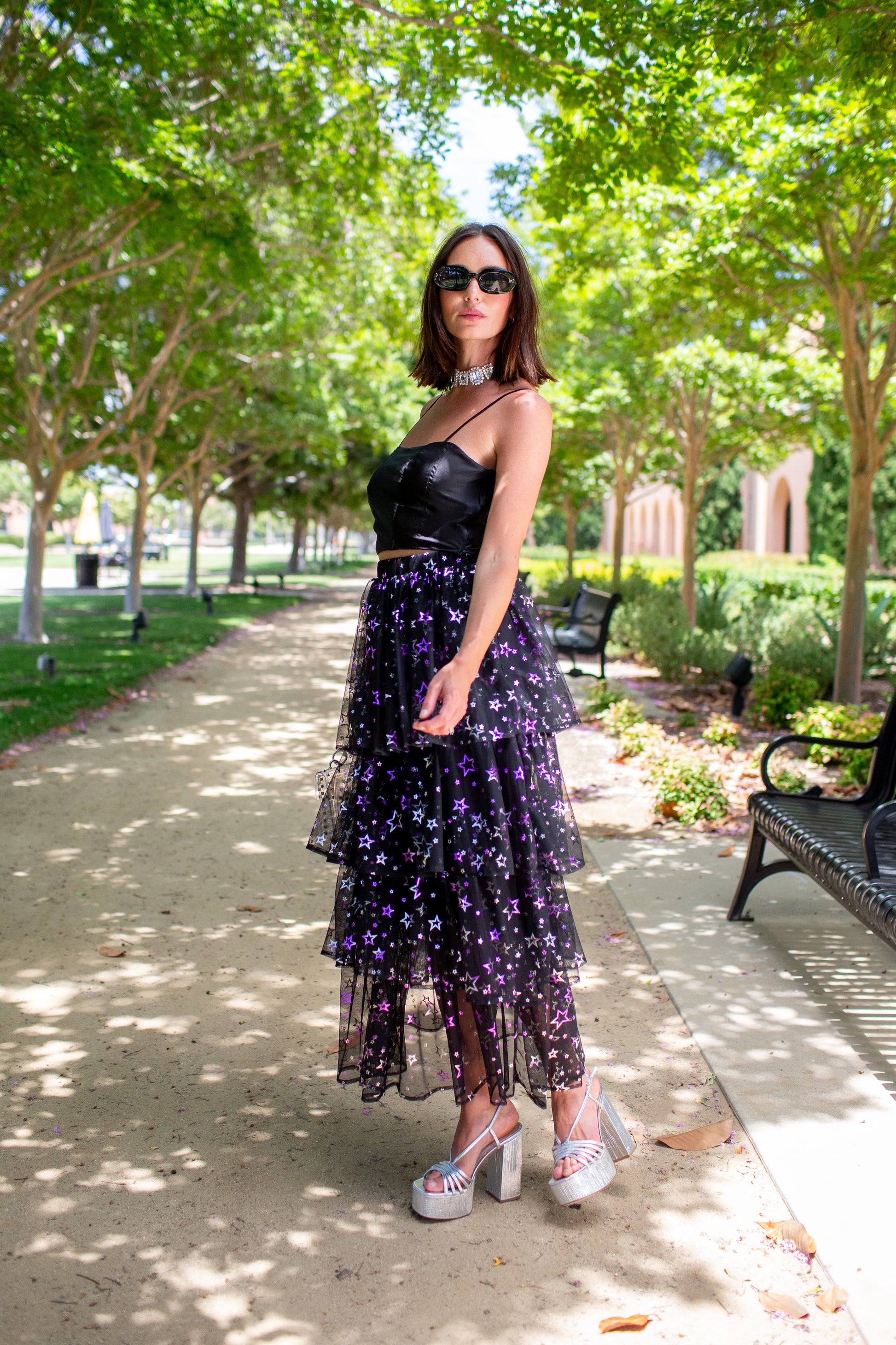 Amethyst Stars Tiered Maxi Skirt X-Small - Main Image