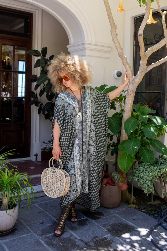 Artemis Sage Paisley Caftan