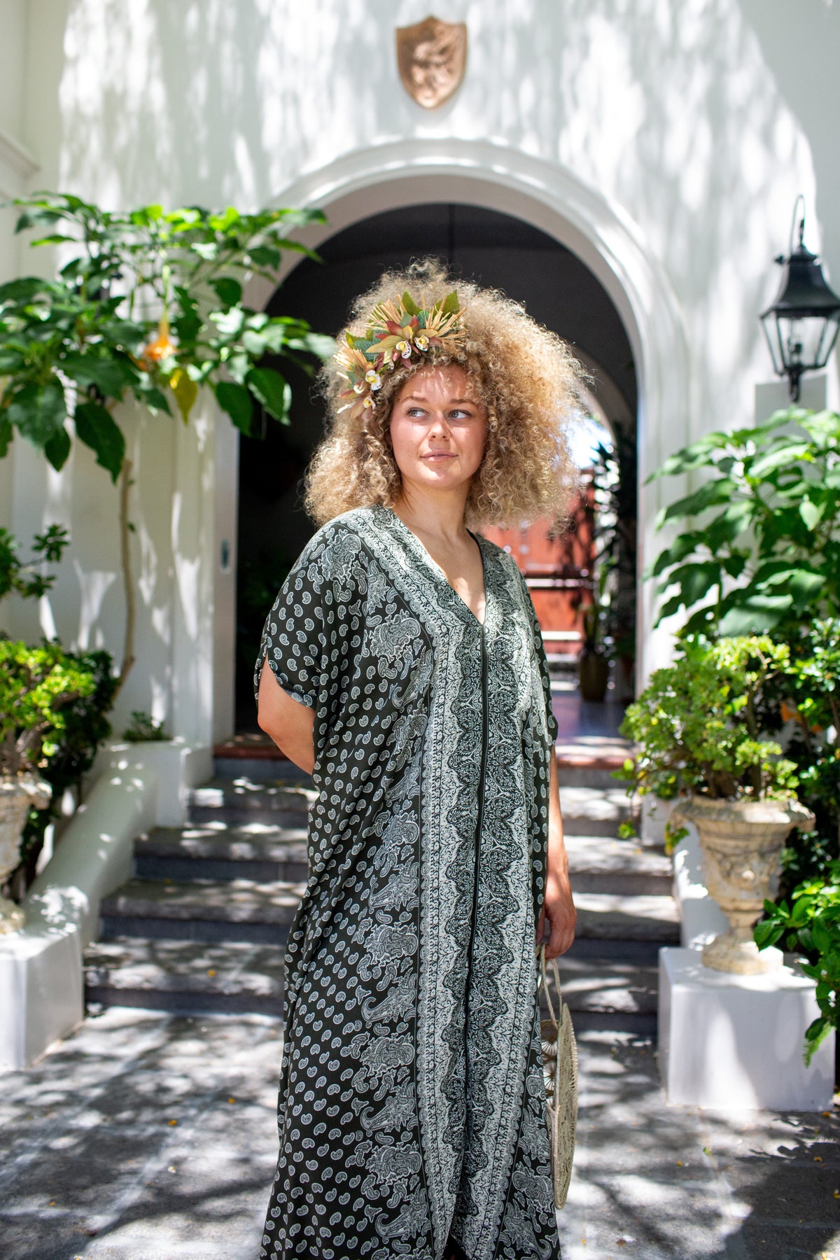 Artemis Sage Paisley Caftan