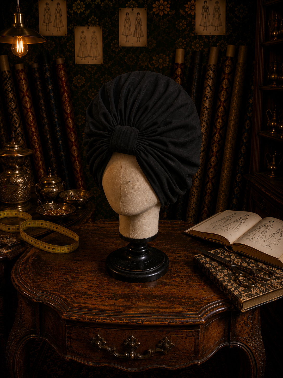 Onyx Crepe Curling Turban Turban