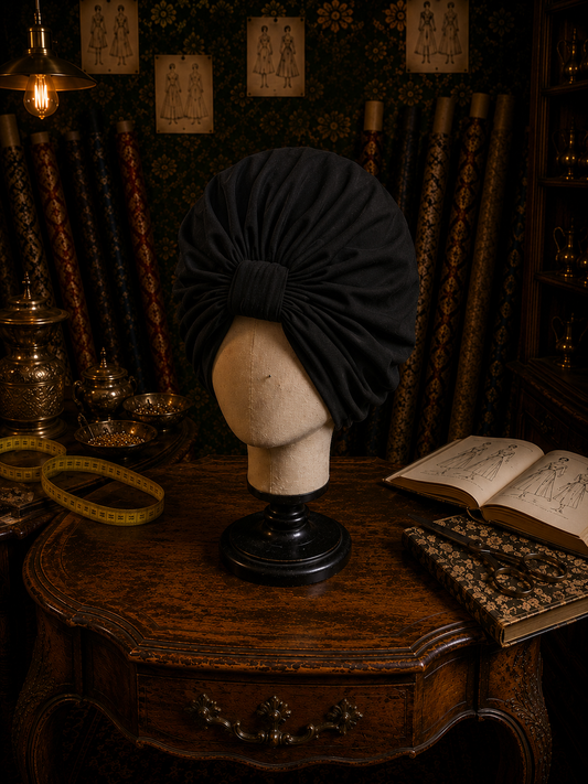 Onyx Crepe Curling Turban Turban