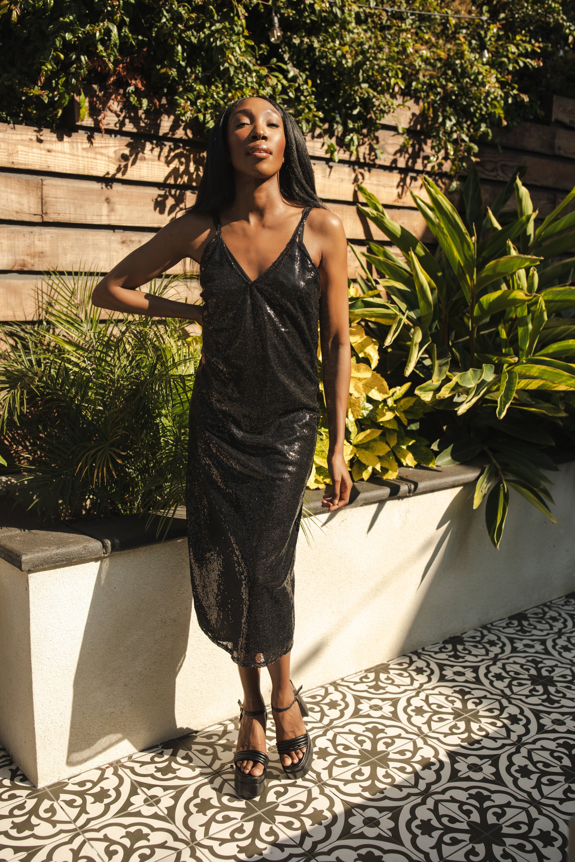 Black Sequin Layered Slip Dress – Jennafer Grace