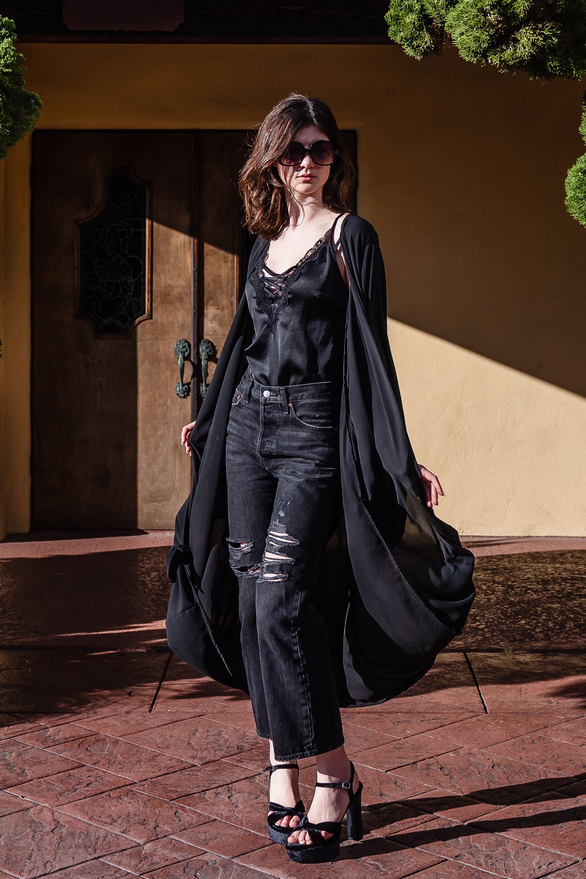 black kimono dress long Jennafer Grace Jennafer Grace Black Sheer Kimono