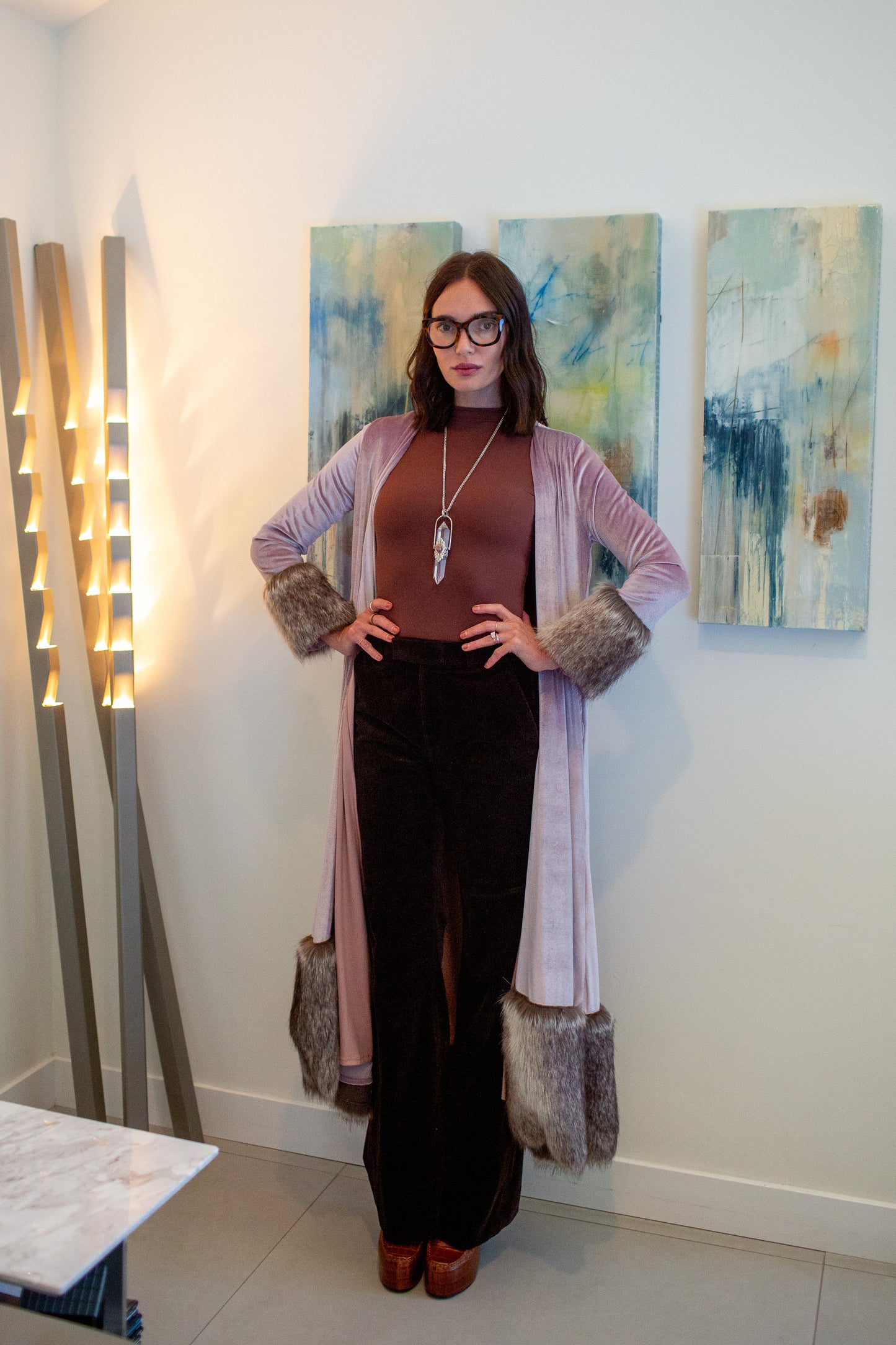 Blush Velvet Faux Fur Jacket
