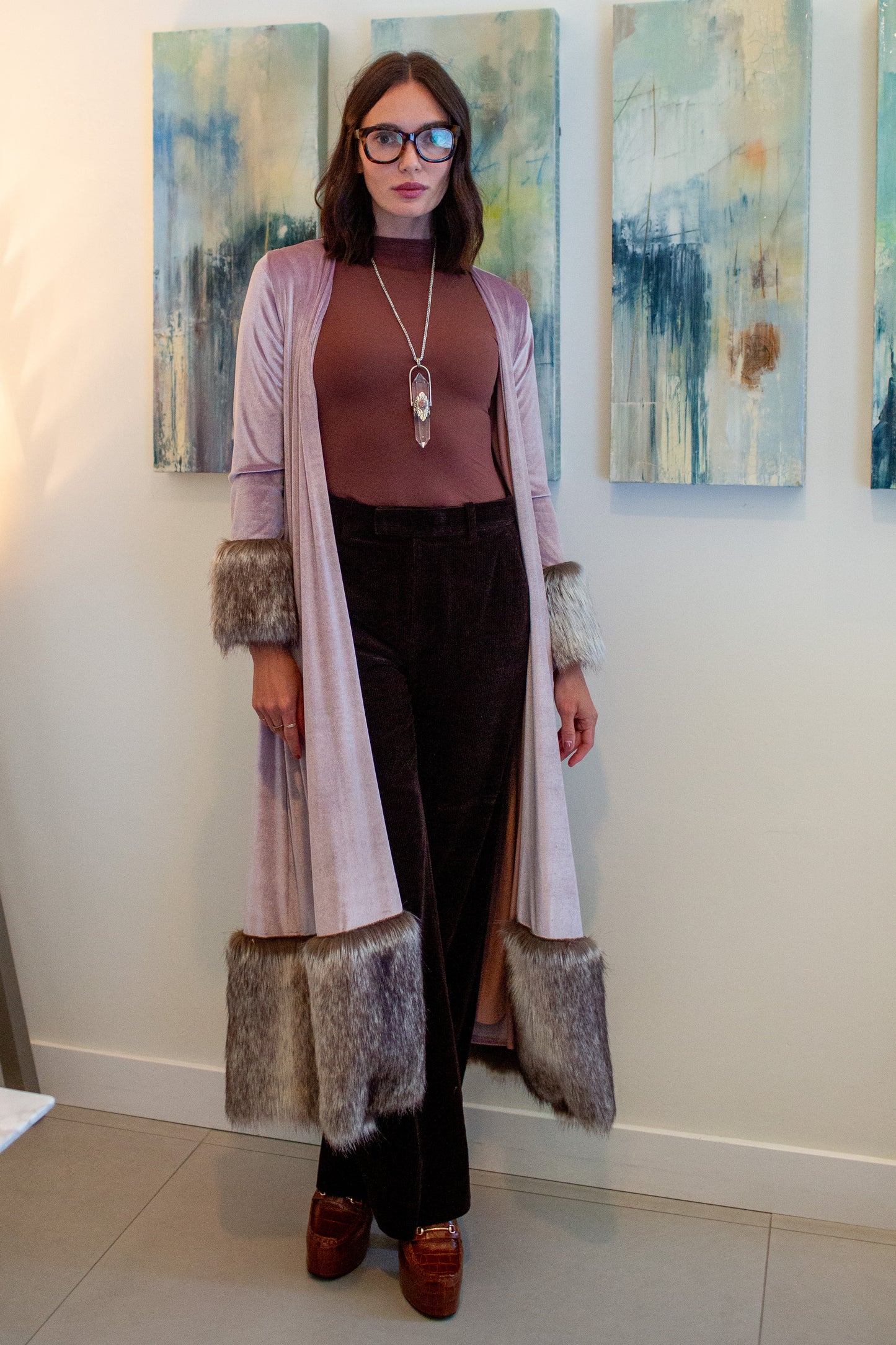 Blush Velvet Faux Fur Jacket