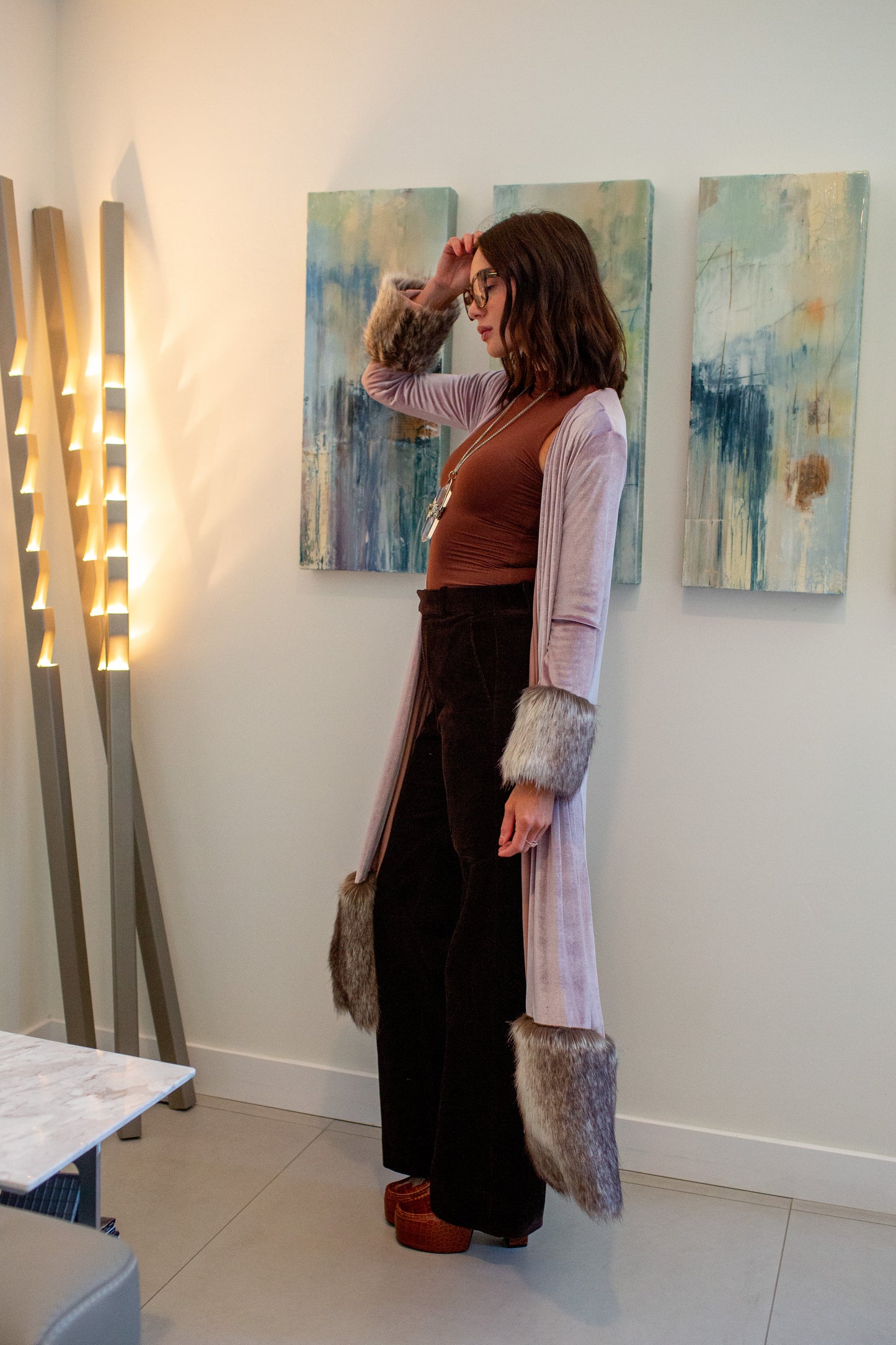 Blush Velvet Faux Fur Jacket