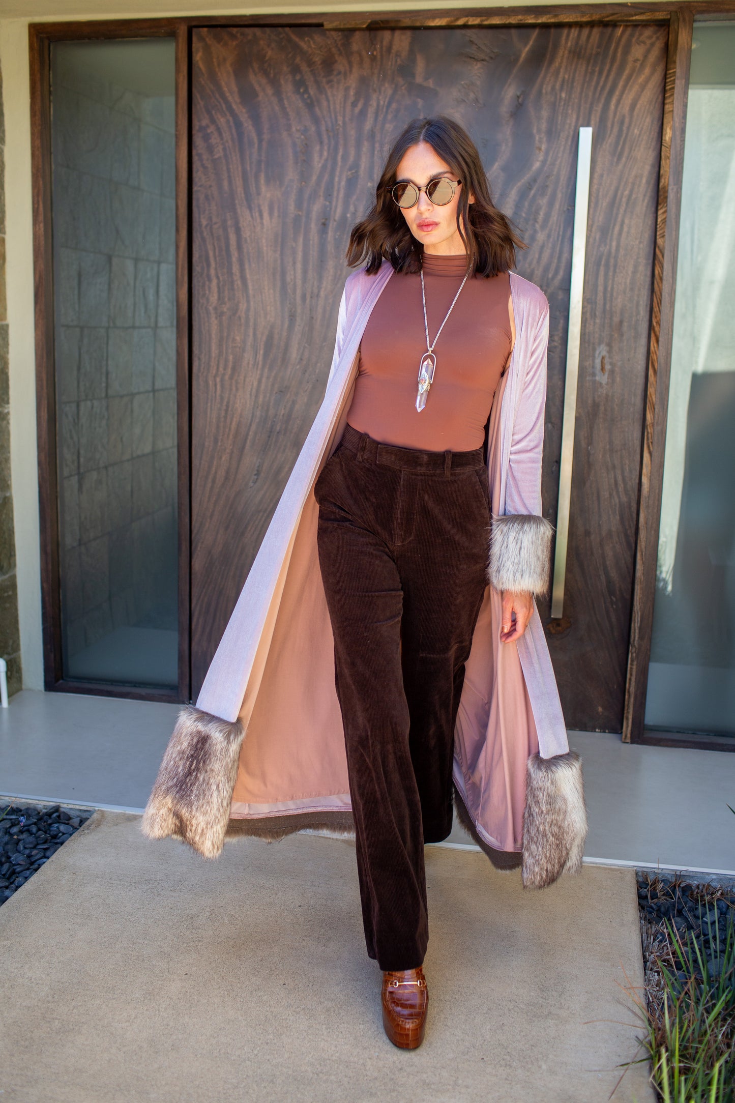Blush Velvet Faux Fur Jacket