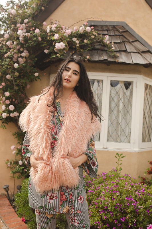 Blush Faux Fur Shawl
