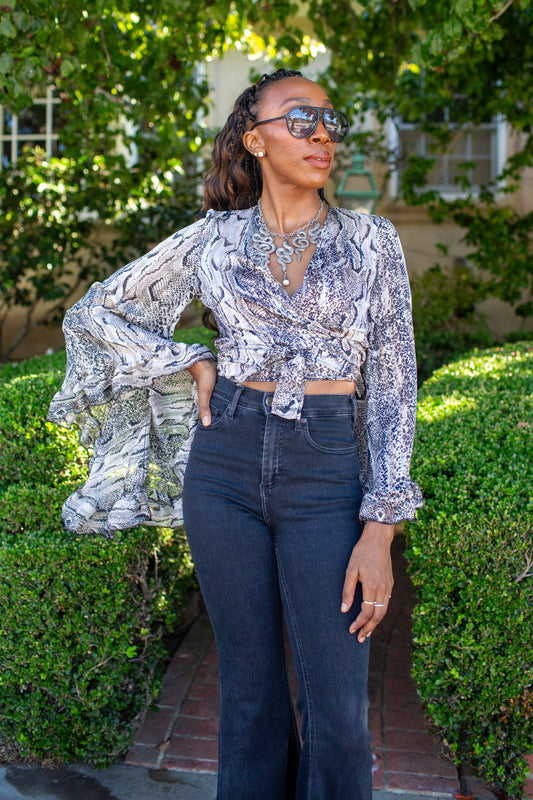 Boogie Muse Wrap Top in Python PRE-ORDER