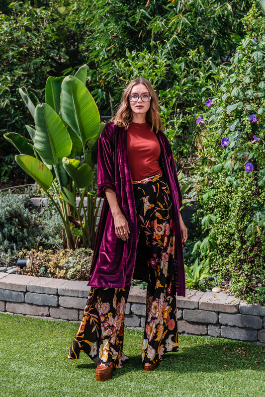 Bordeaux Velvet Reversible Koi Kimono