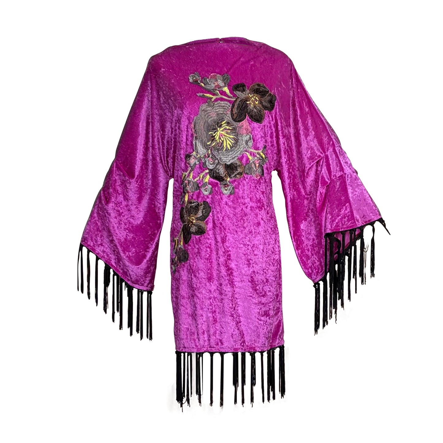 Brigitte Mini Fringe Dress in Phantom Orchid