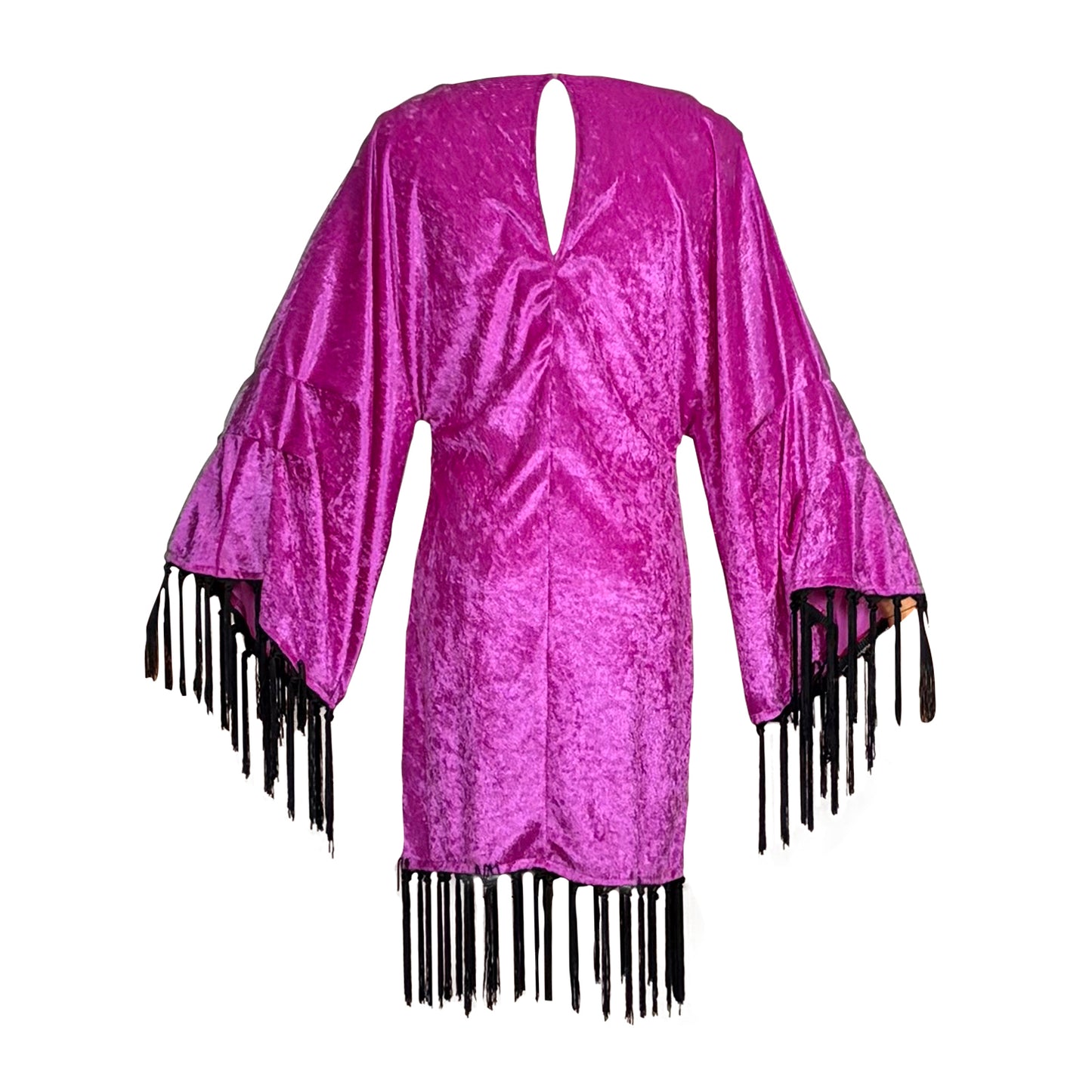 Brigitte Mini Fringe Dress in Phantom Orchid