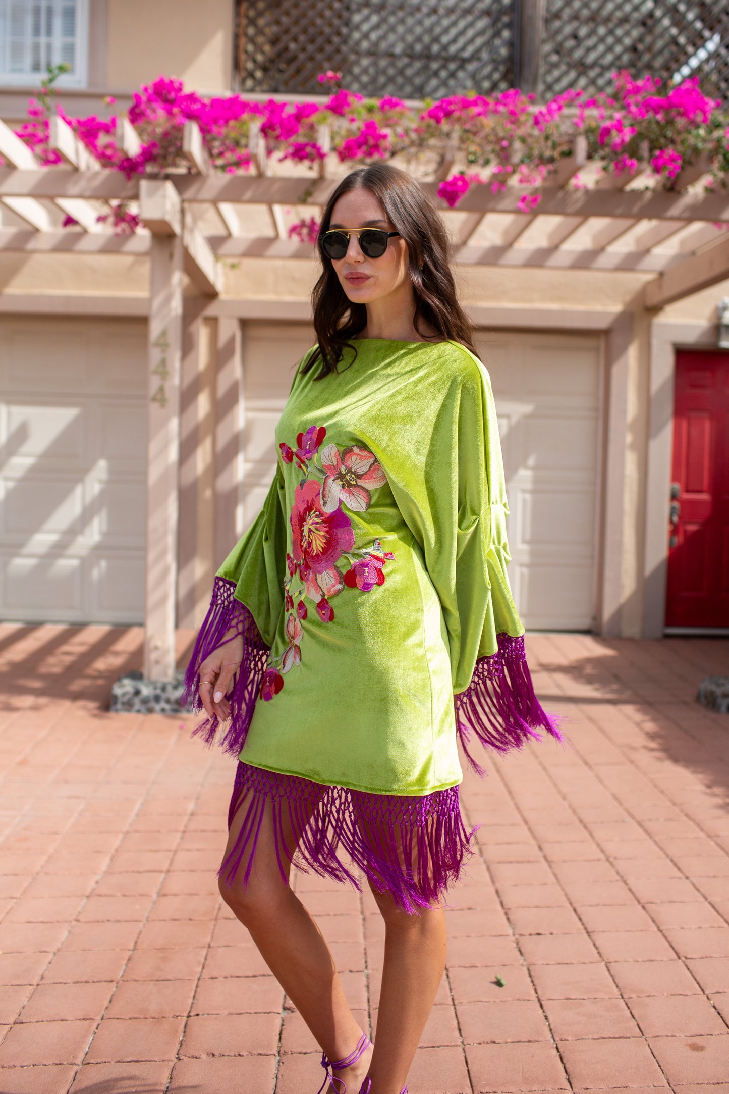 Brigitte Mini Fringe Dress in Citron Orchid PRE-ORDER