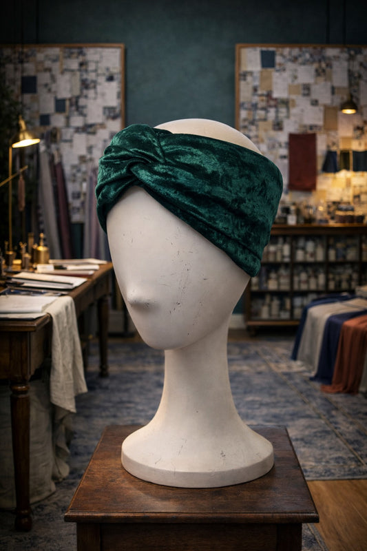 Emerald Crushed Velvet Twist Headband