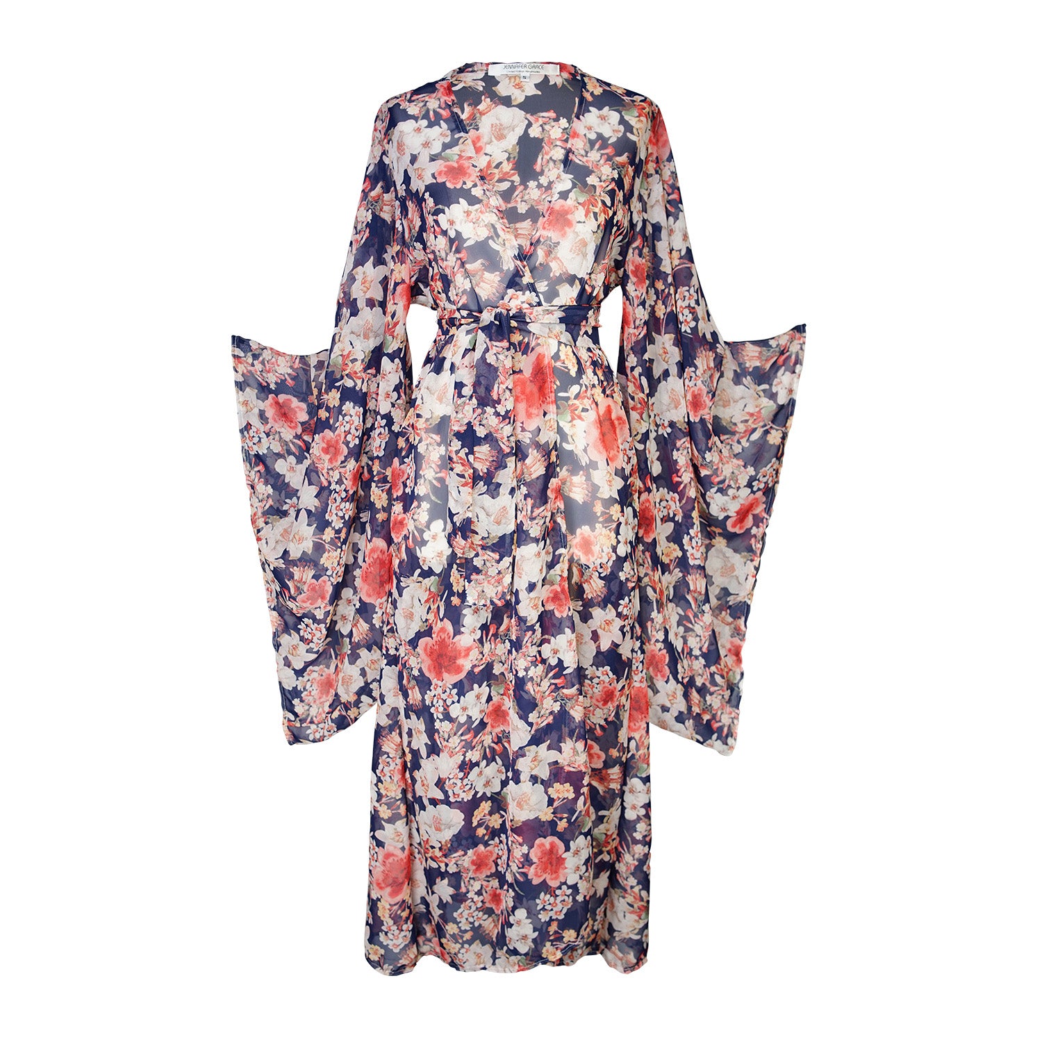 calliope kimono evening dress Long wrap dress with fringes Calliope
