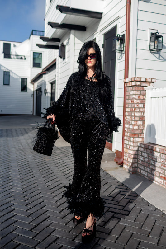 Cara Disco Set in Onyx Sequin