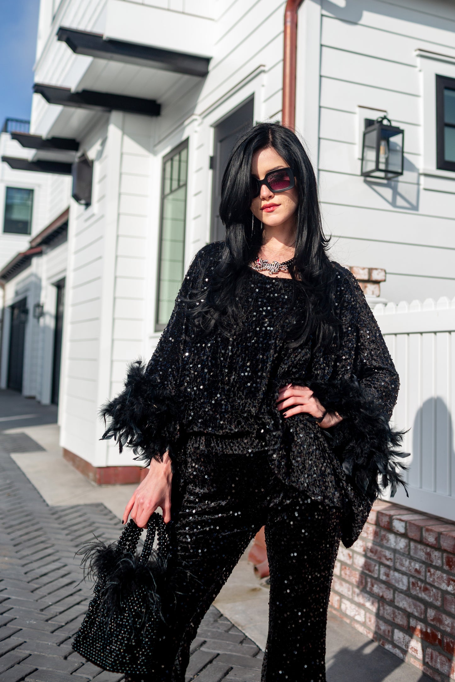 Cara Disco Set in Onyx Sequin