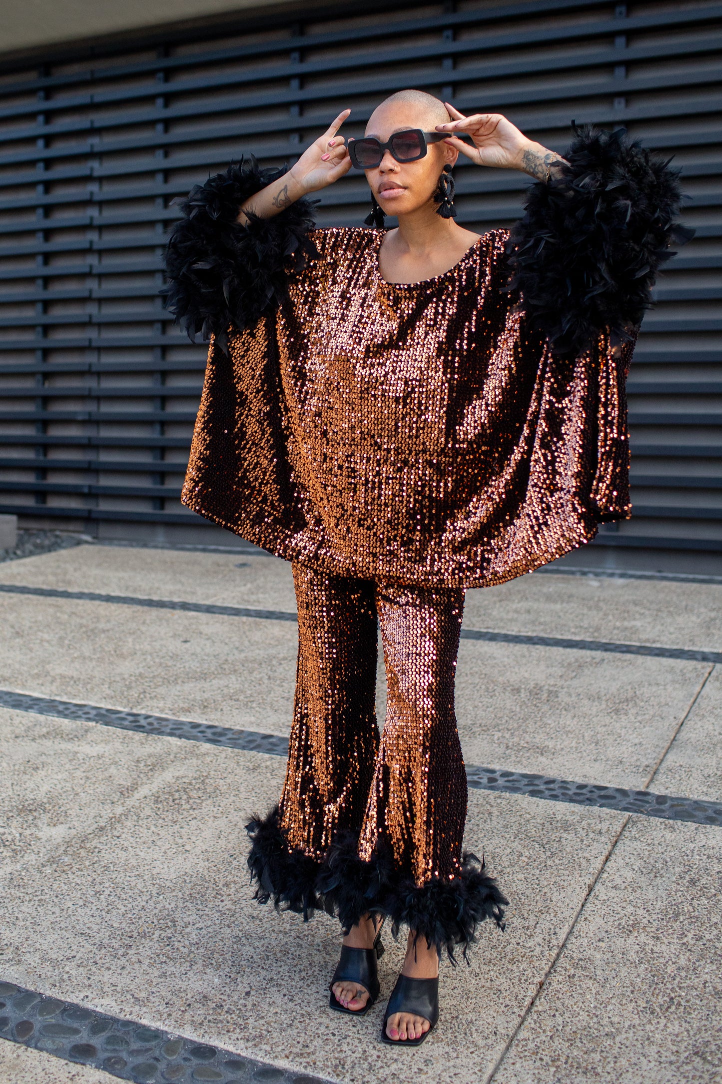 Cara Disco Set in Copper Flash