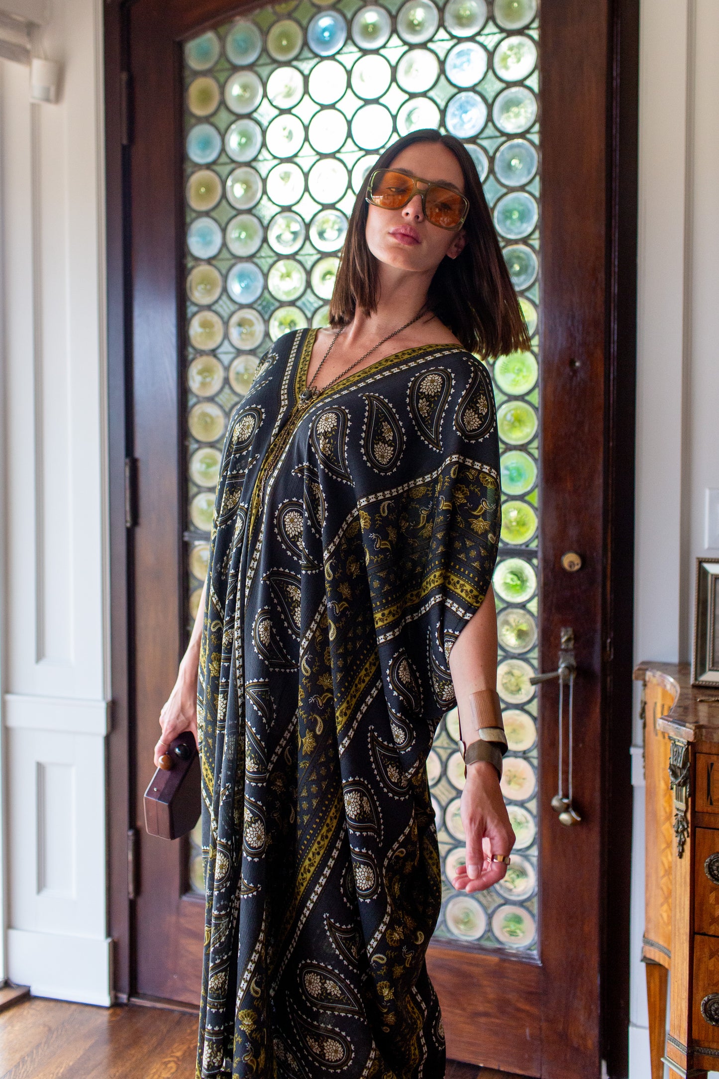 Caspian Paisley Border Caftan