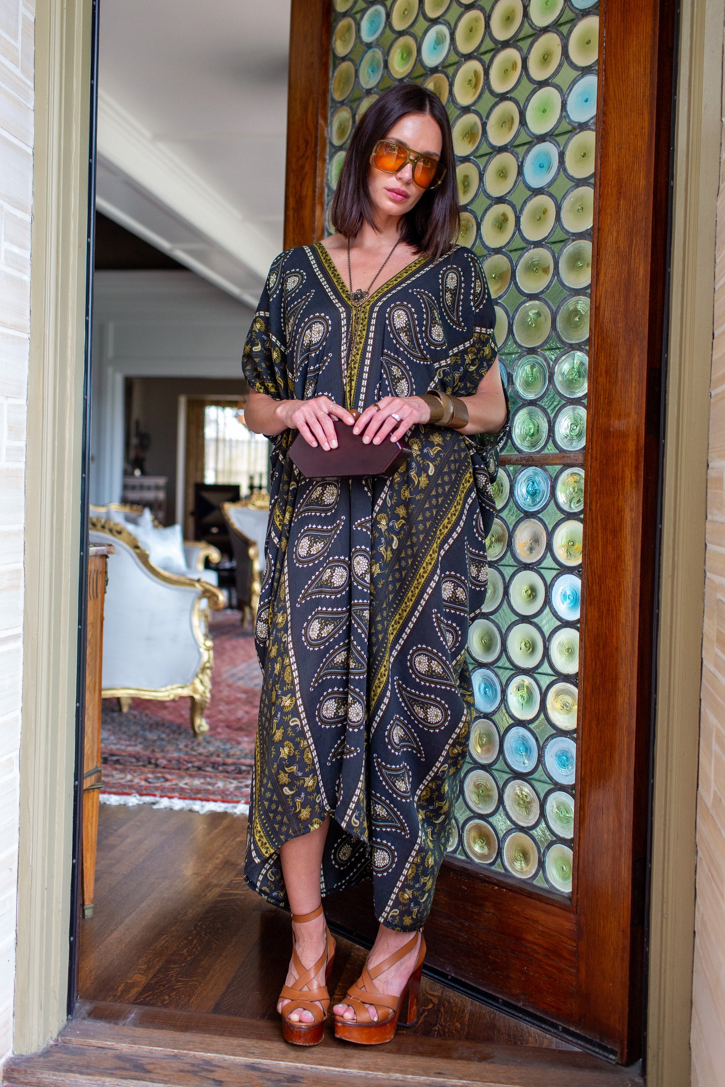 Caspian Paisley Border Caftan