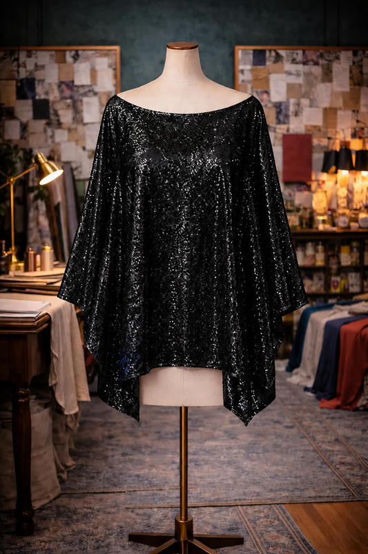 Onyx Sequin Scarf Top