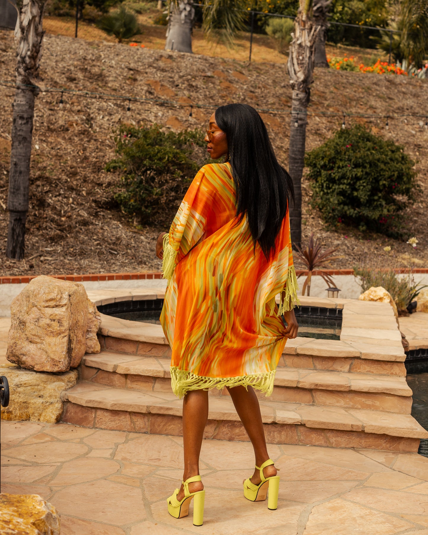 Citron Waves Fringe Summer Caftan