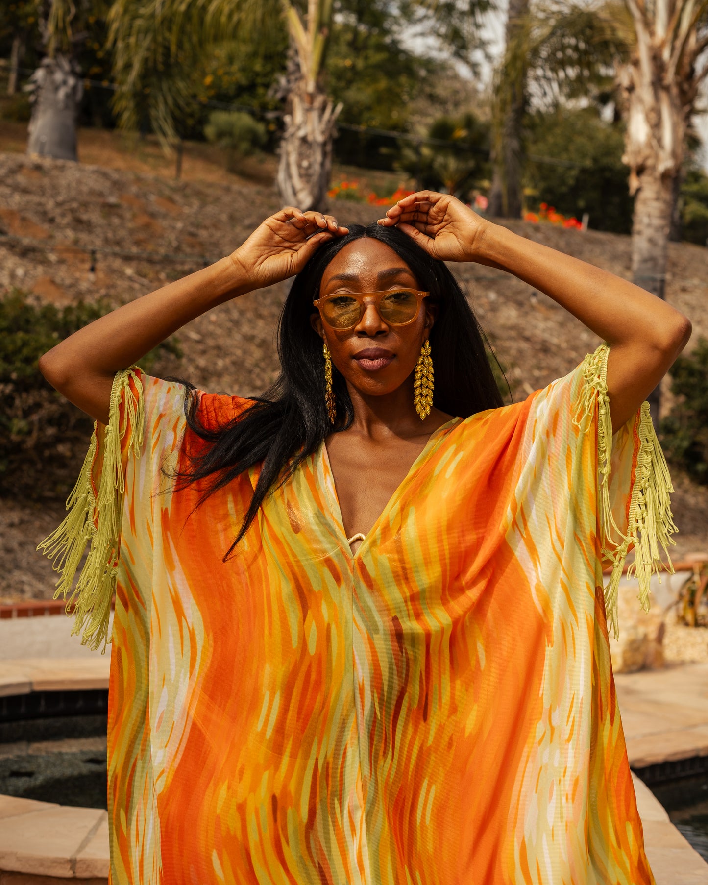 Citron Waves Fringe Summer Caftan