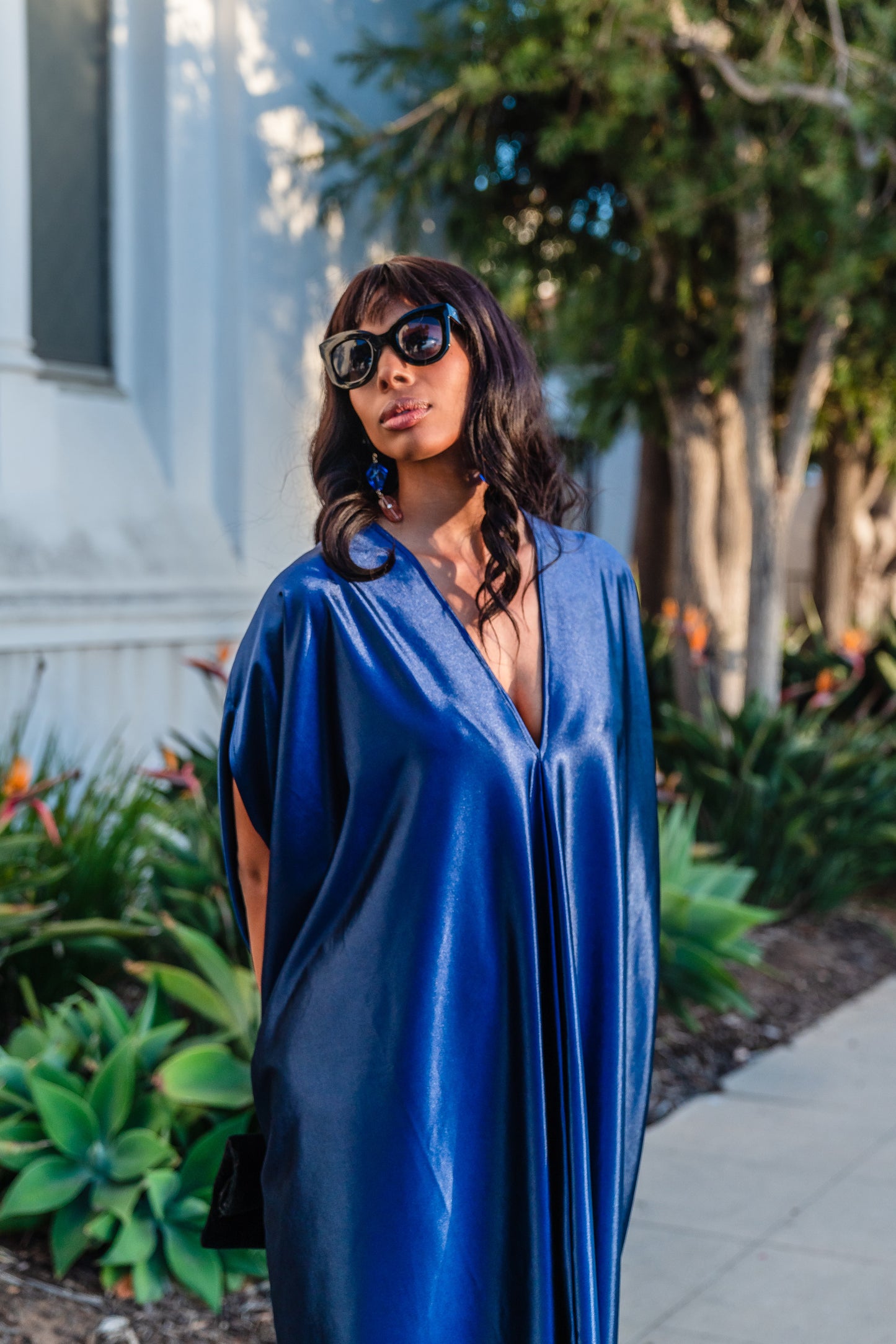 A stunning caftan made from high-quality midnight blue Jersey