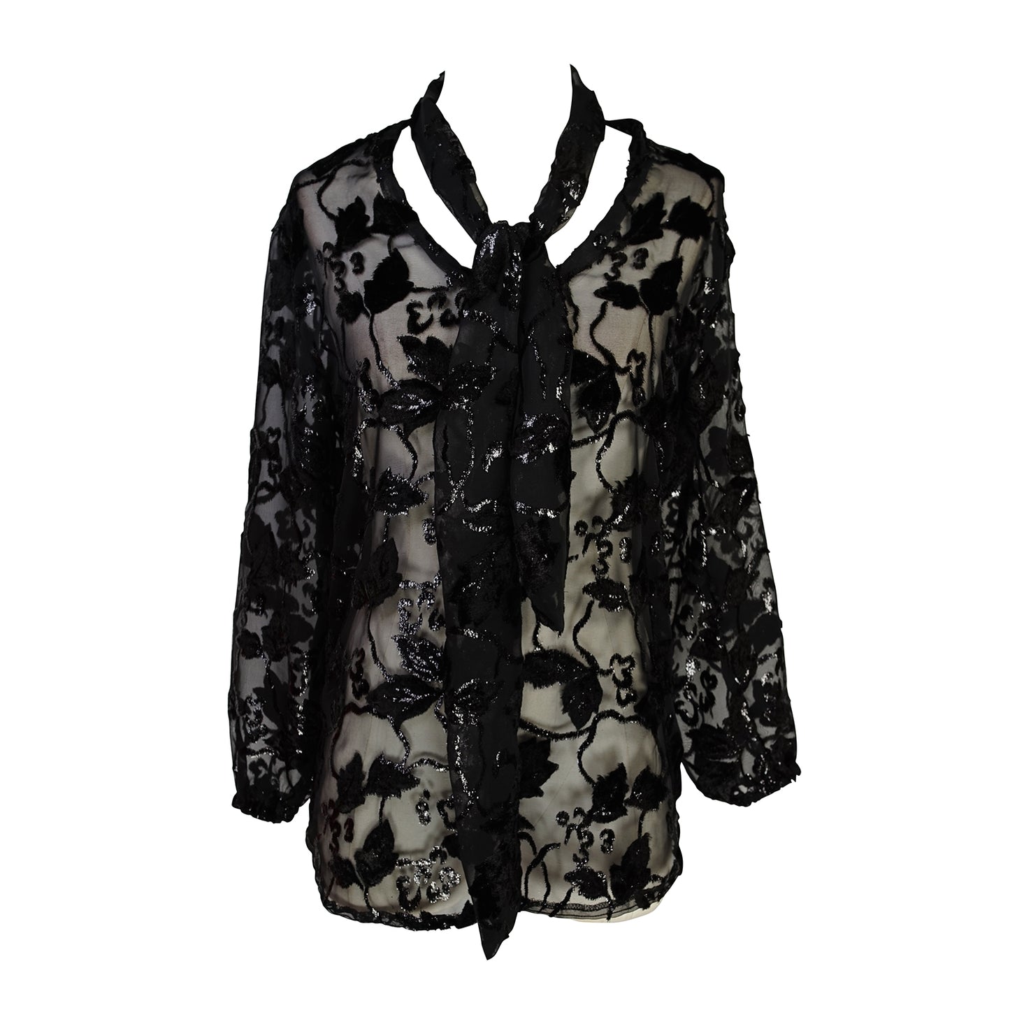 Shimmer Lace Tie Front Blouse