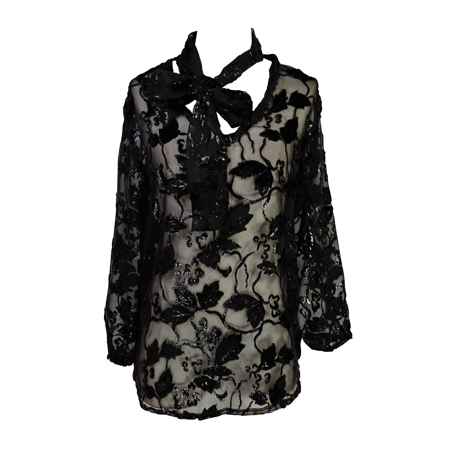 Shimmer Lace Tie Front Blouse