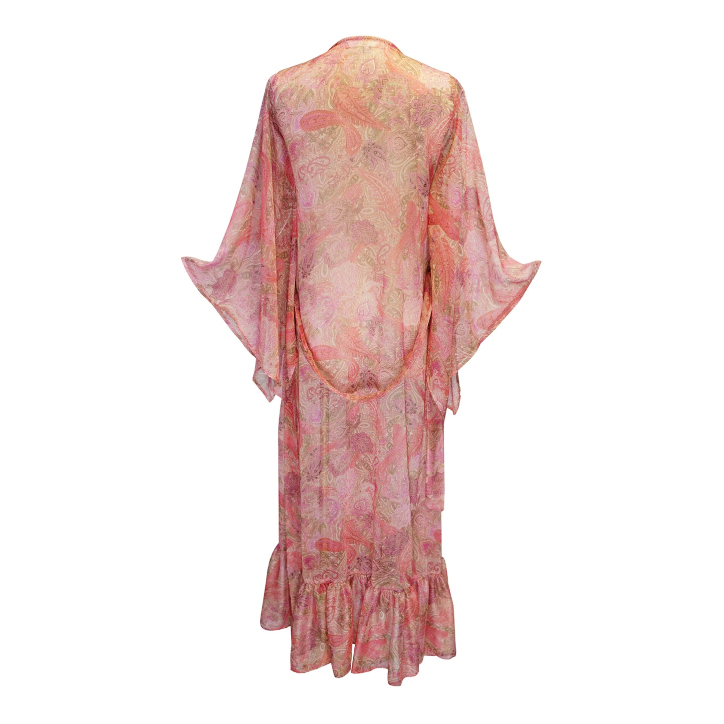 Janys Scarf Sleeve Kimono In Blushing Paisley