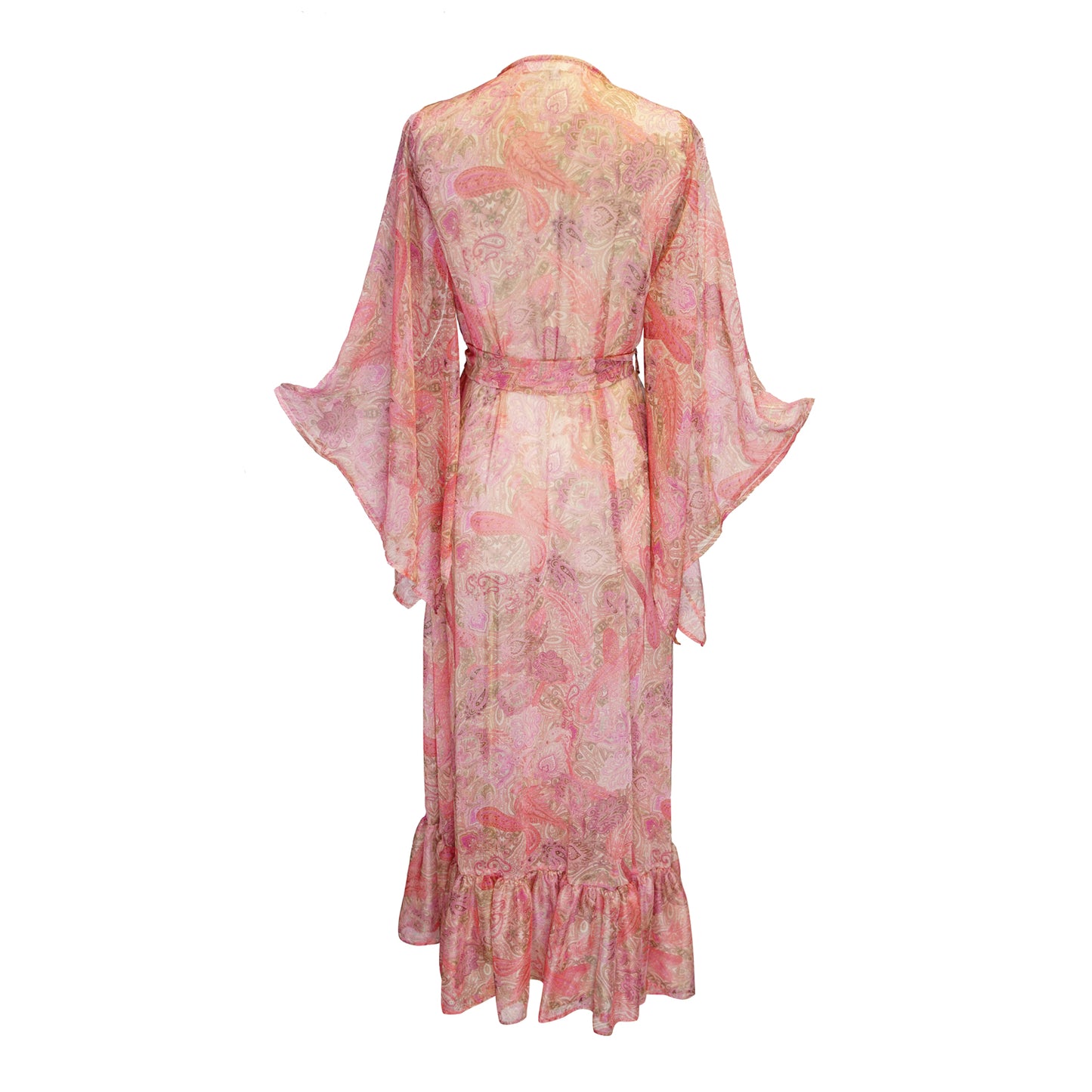 Janys Scarf Sleeve Kimono In Blushing Paisley