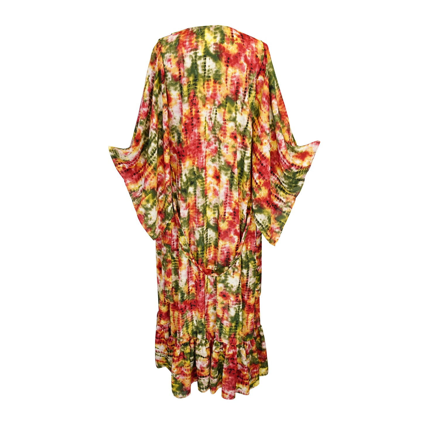 Janys Scarf Sleeve Kimono In Summer Moss