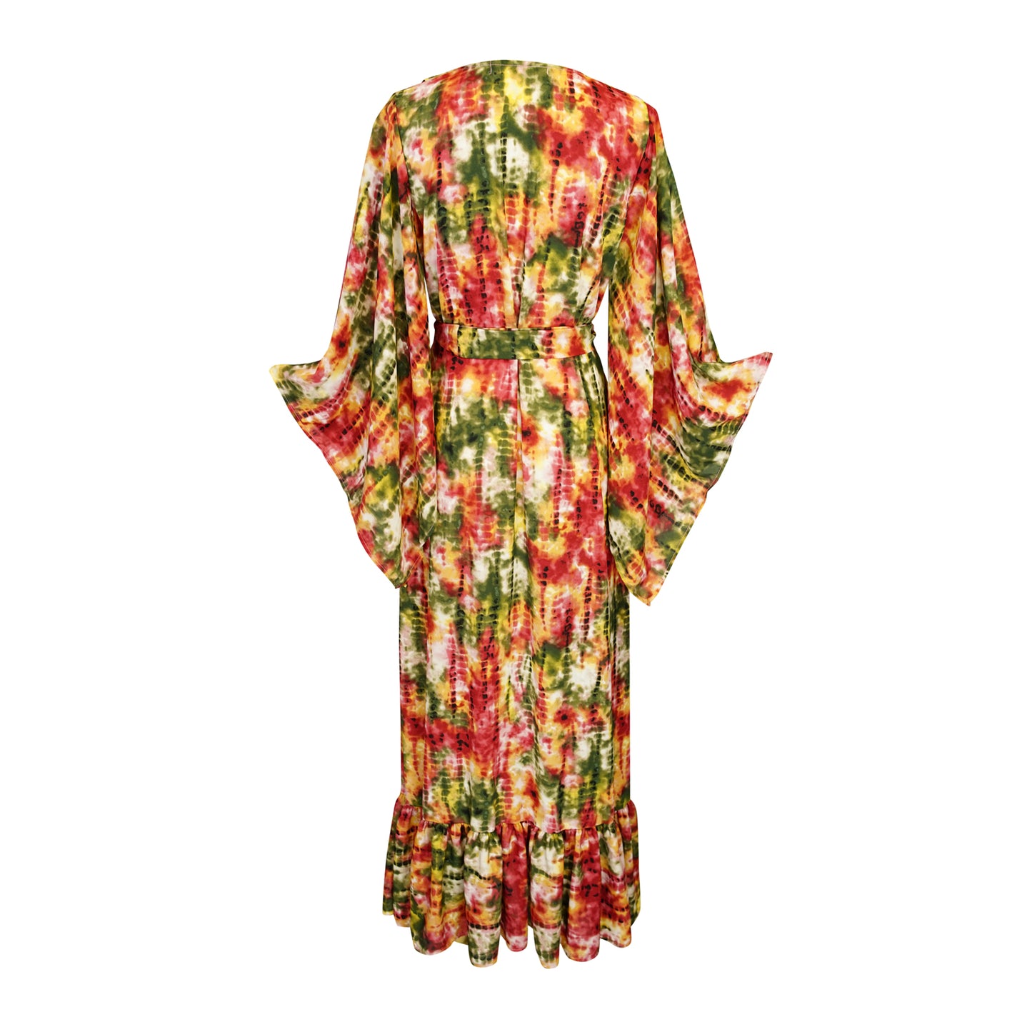 Janys Scarf Sleeve Kimono In Summer Moss