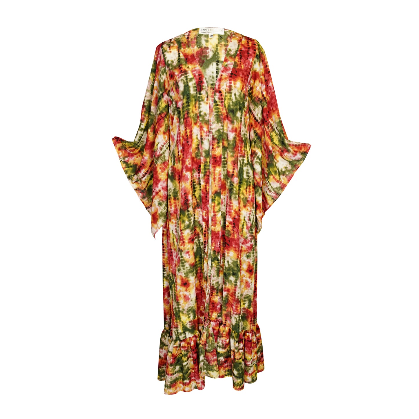 Janys Scarf Sleeve Kimono In Summer Moss
