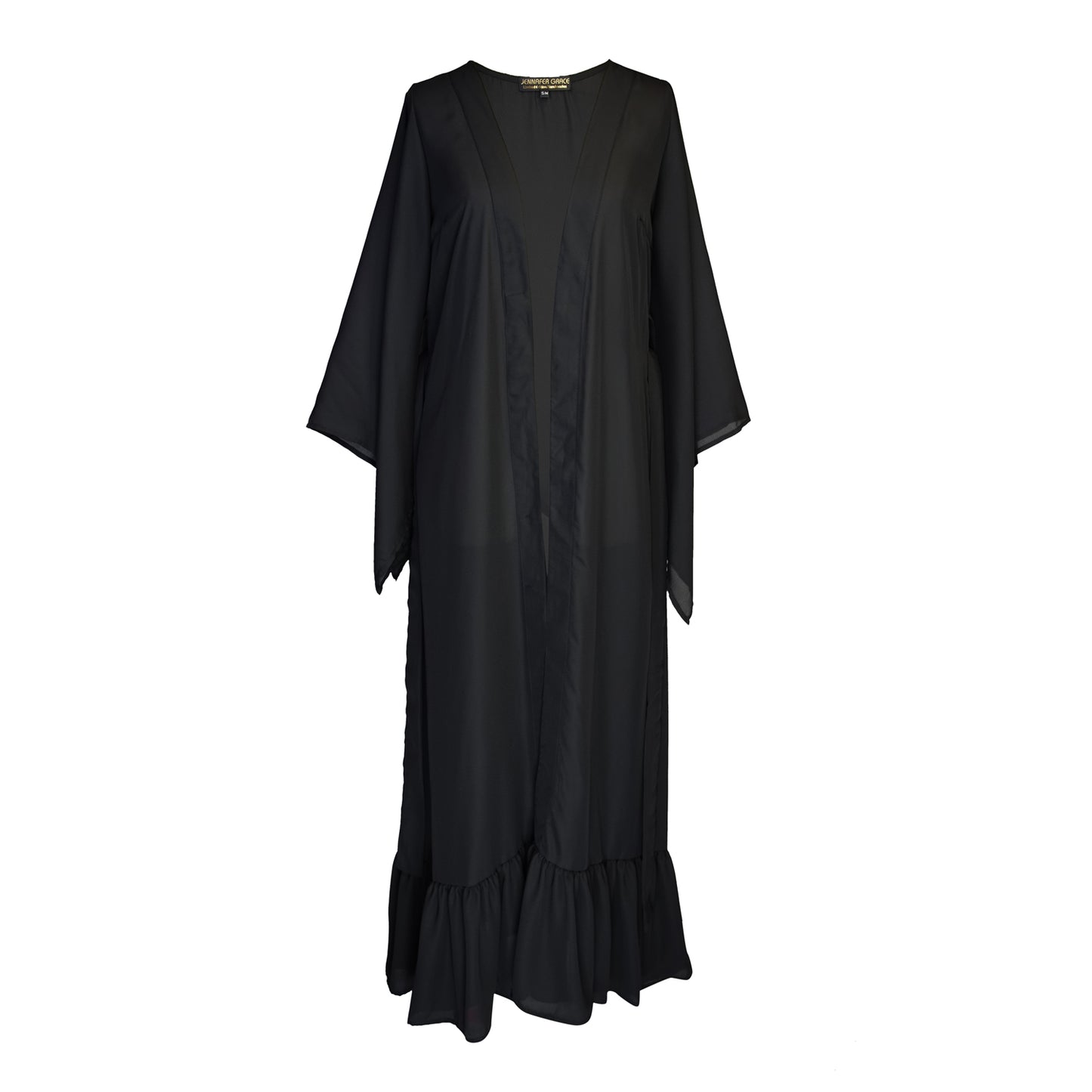 Janys Scarf Sleeve Kimono In Raven
