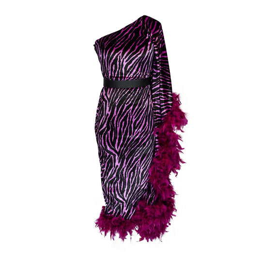 Venom One Shoulder Caftan in Fuchsia Haze PRE-ORDER