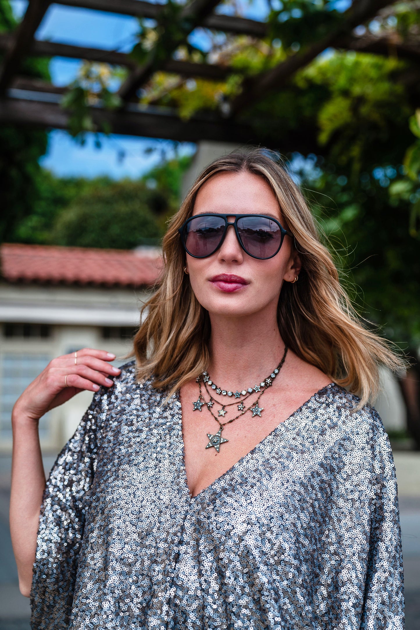 Gunmetal Nouveau Sequin Caftan Kaftan Dress