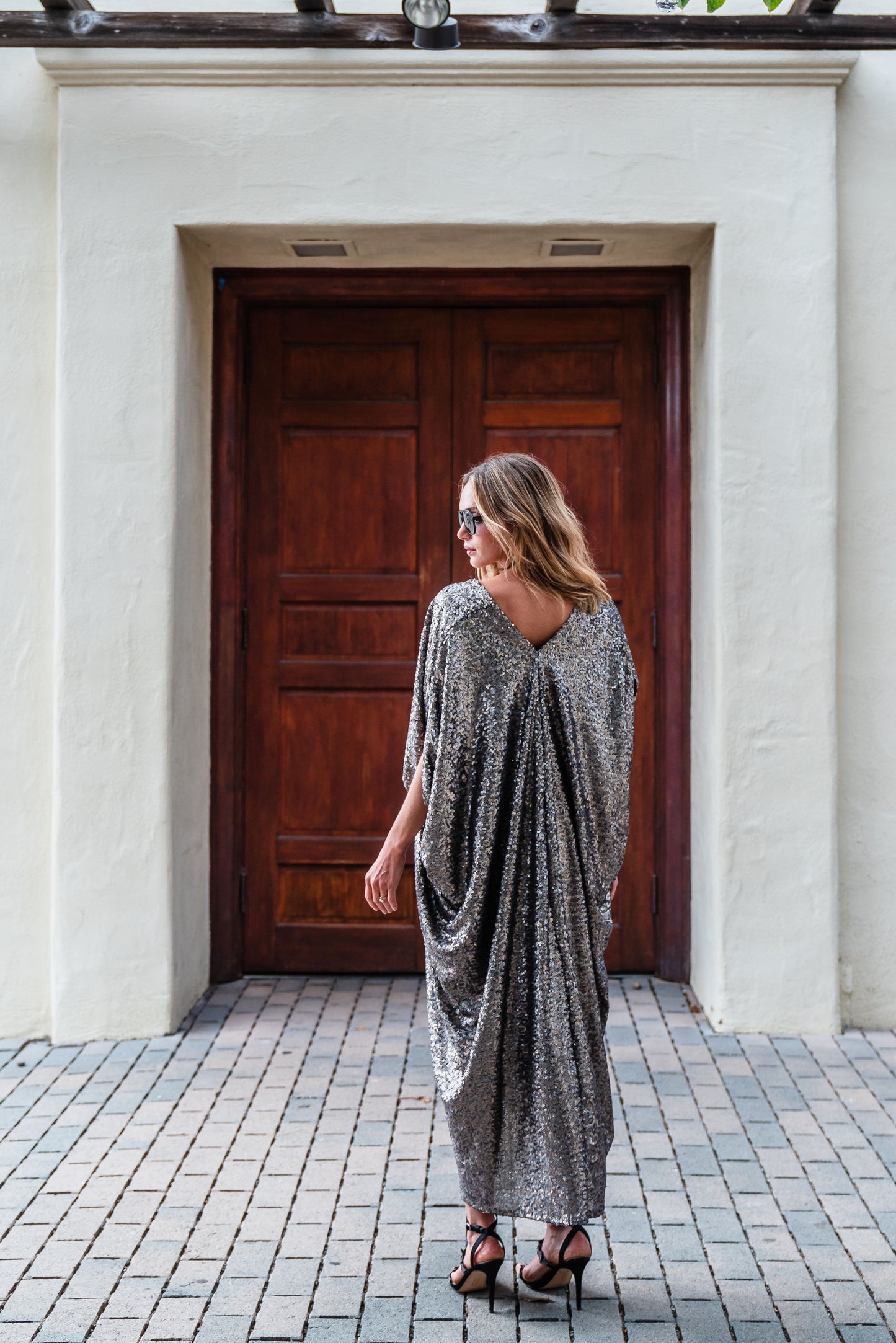 Gunmetal Nouveau Sequin Caftan Kaftan Dress