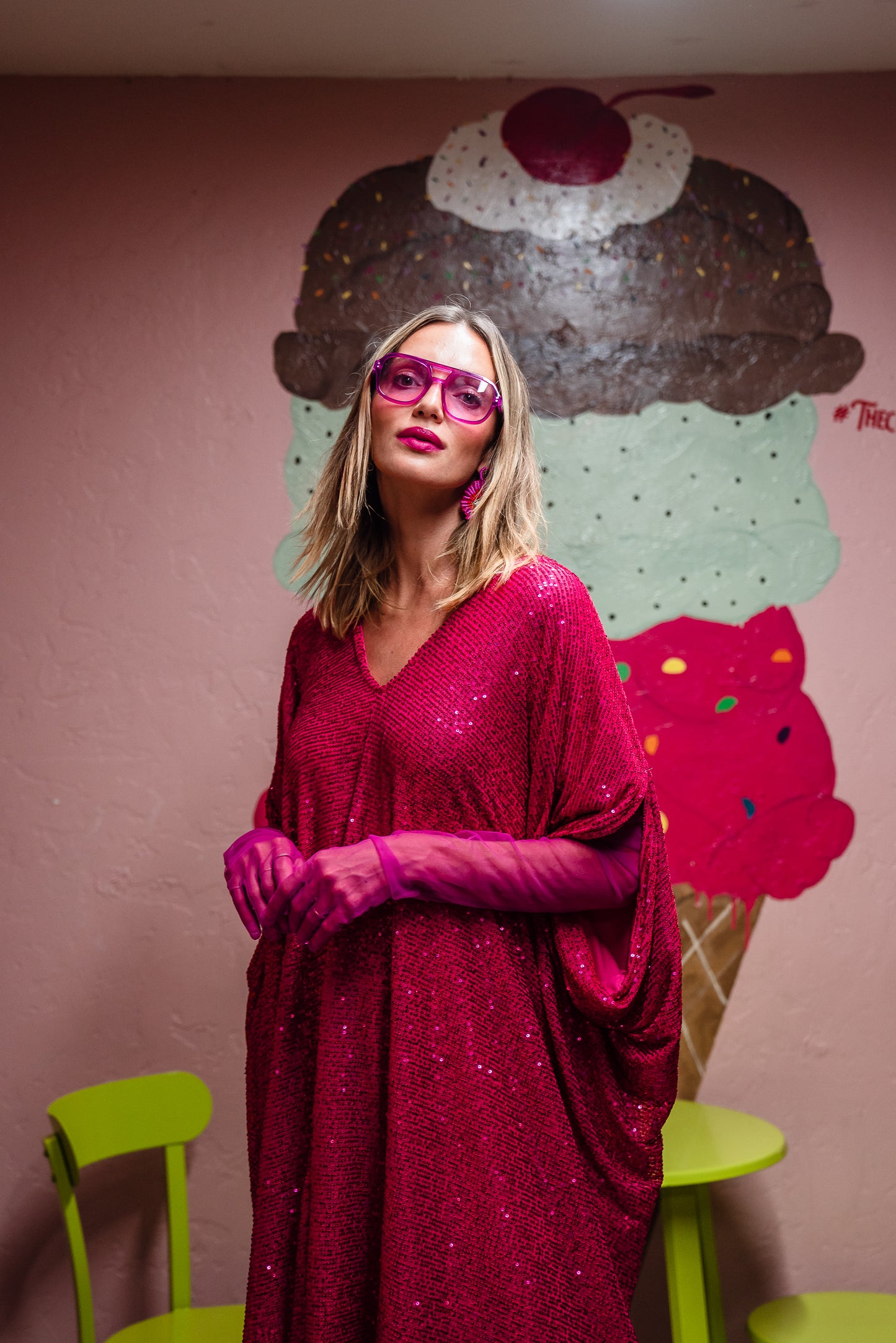 Flamingo Sequin Caftan