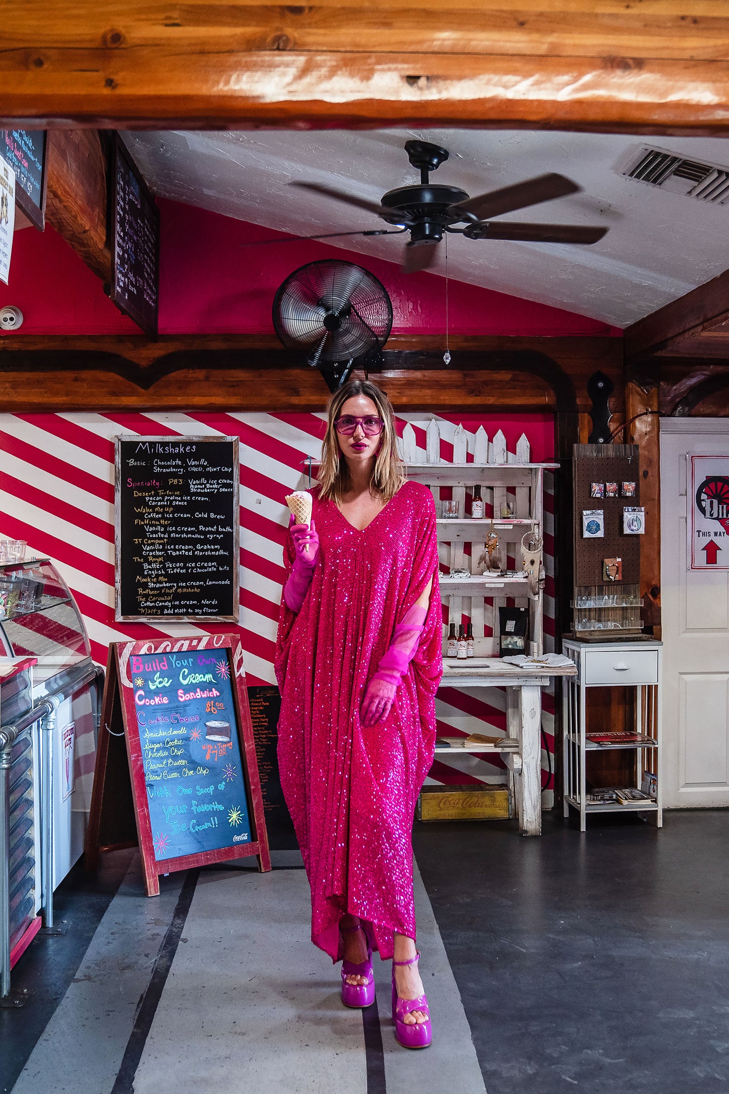 Flamingo Sequin Caftan