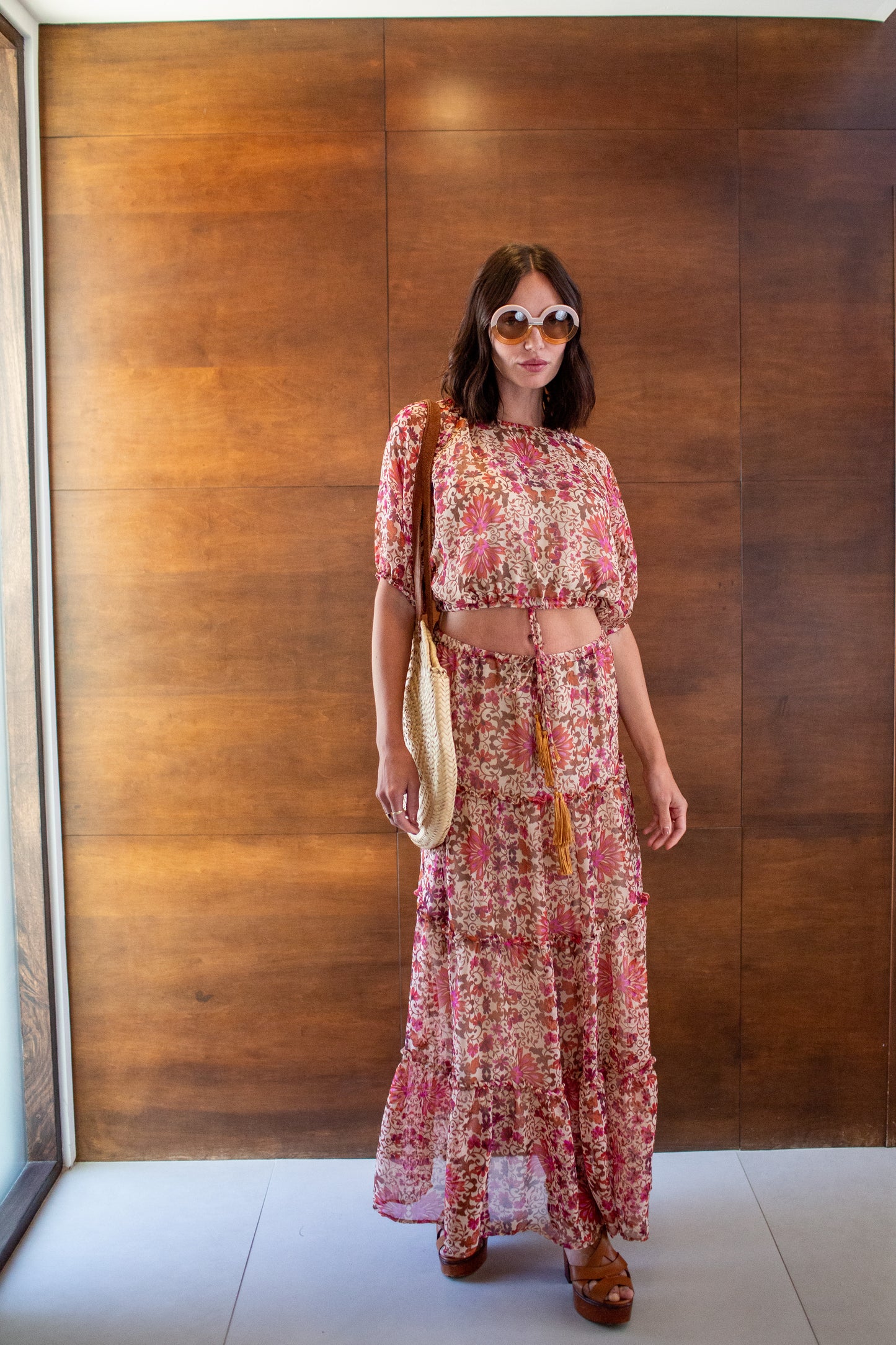 Delilah Two Piece Maxi Skirt Set In Rosewood PRE-ORDER