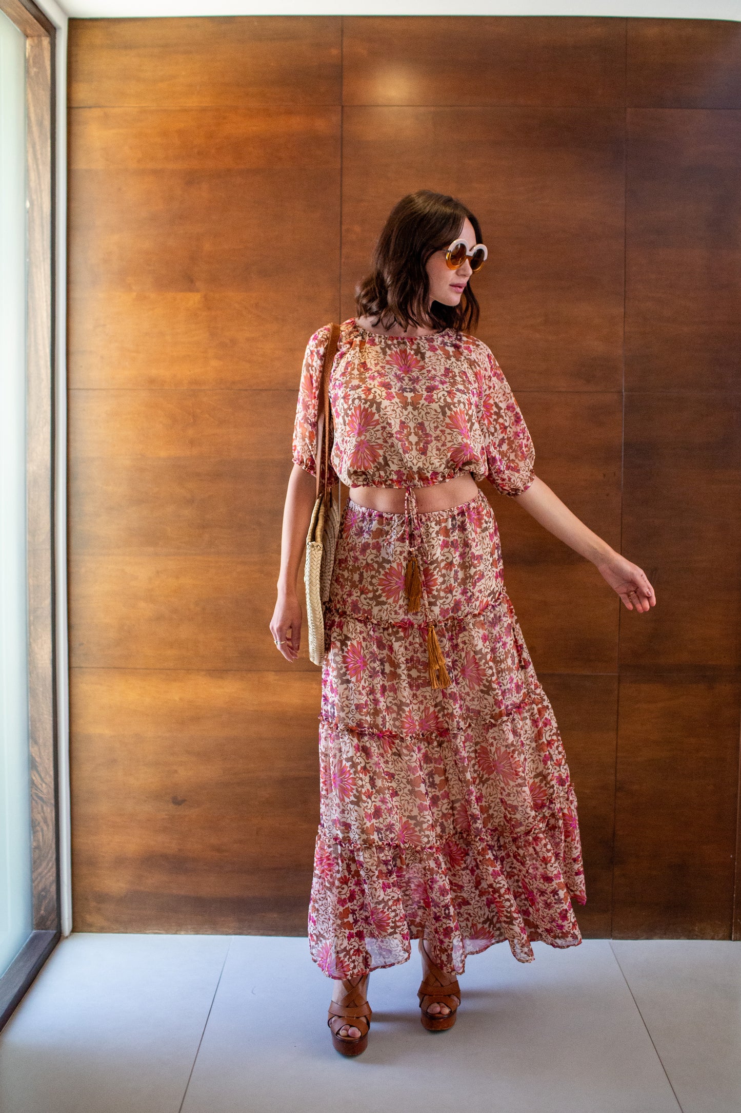 Delilah Two Piece Maxi Skirt Set In Rosewood PRE-ORDER