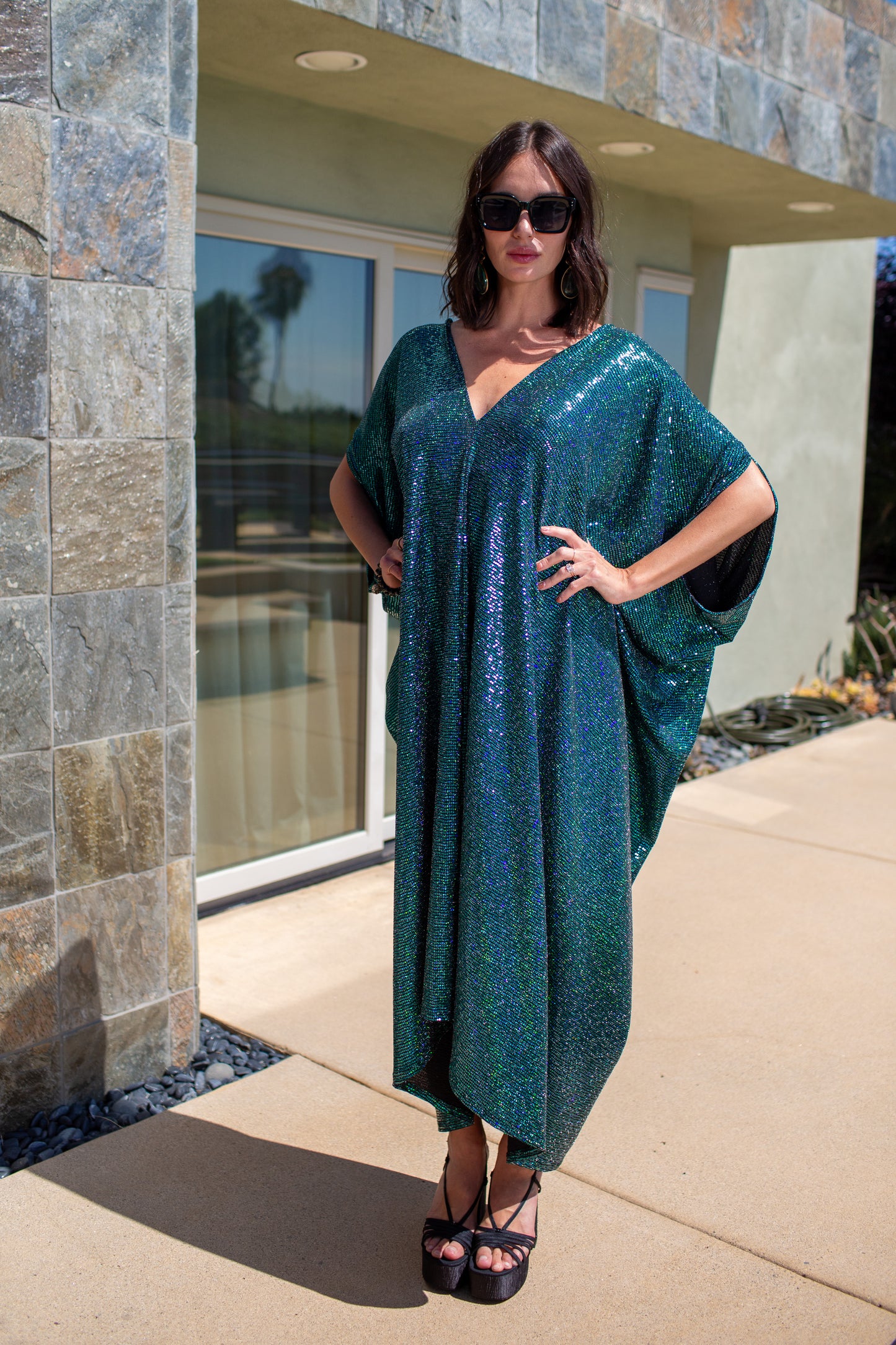 Disco Envy Sequin Caftan Kaftan Dress