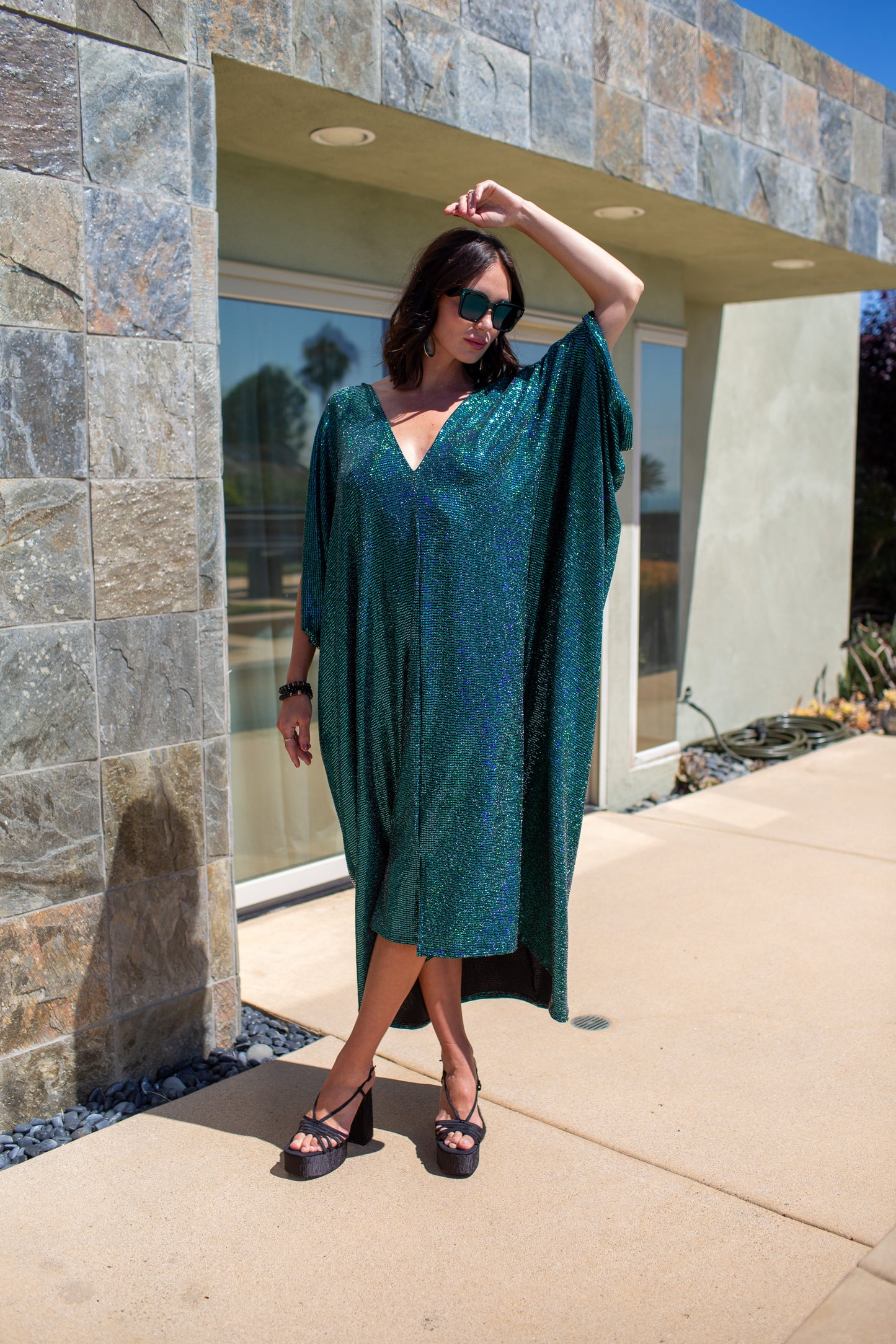 Disco Envy Sequin Caftan Kaftan Dress
