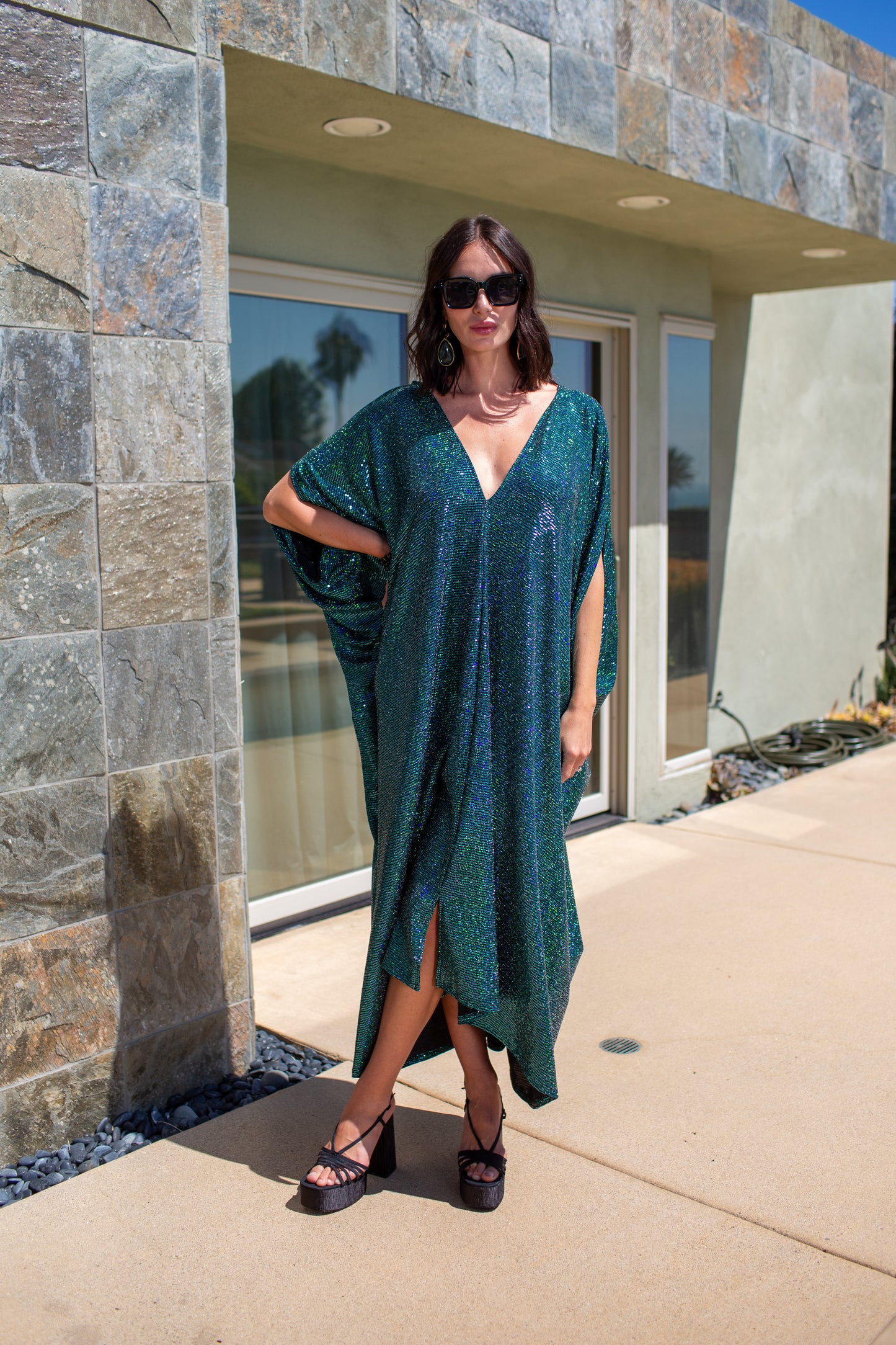 Disco Envy Sequin Caftan Kaftan Dress