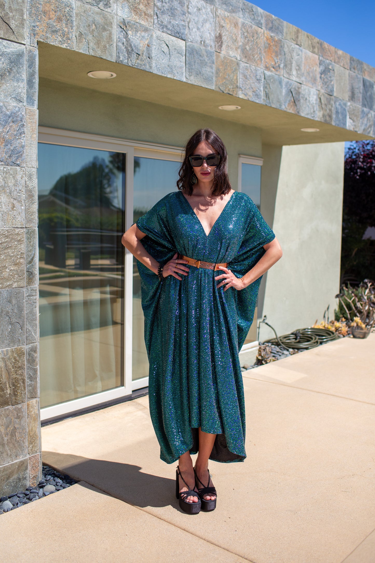 Disco Envy Sequin Caftan Kaftan Dress